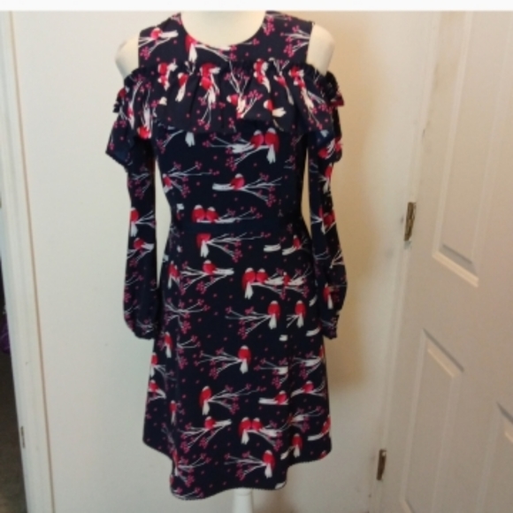 Draper James | Dresses | Draper James Ruffle Dress Birds Fit Flare ...